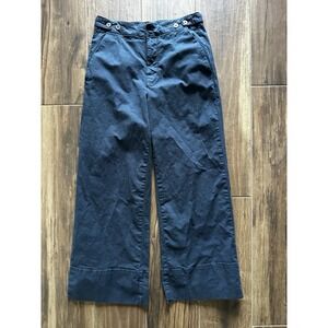 Pilcro Anthropologie Navy Blue Wide Leg High Rise Button Tab Pants Size 31T